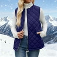 thumbnail image 5 of ZQGJB Women's Quilted Vest Casual Fall Winter Thick Warm Sleeveless Stand Collar Lightweight Full Zip up Padded Gilet with Pockets Blue M, 5 of 9