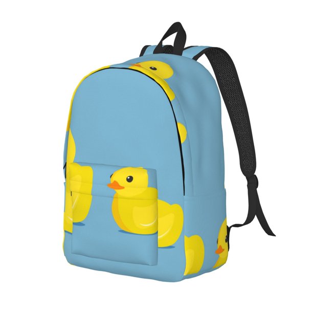 Disketp Cute Ducky print Canvas Backpack Lightweight Travel Daypack Student Rucksack Laptop Backpack-