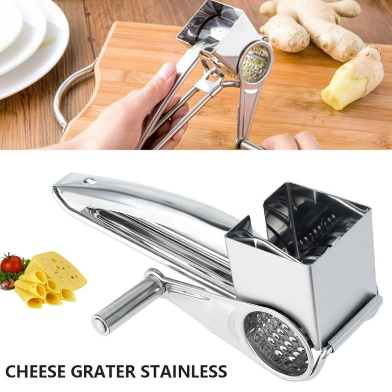 Ikoopy Rotary Cheese Grater with handle 3 Interchangeable Drum Blades  Reusable Stainless Steel Rotary Cheese Grater Slicer Handheld