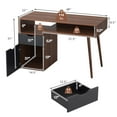 thumbnail image 4 of Giantex Mid-Century PC Writing Desk with Door Cabinet and Drawer, Brown, 4 of 9