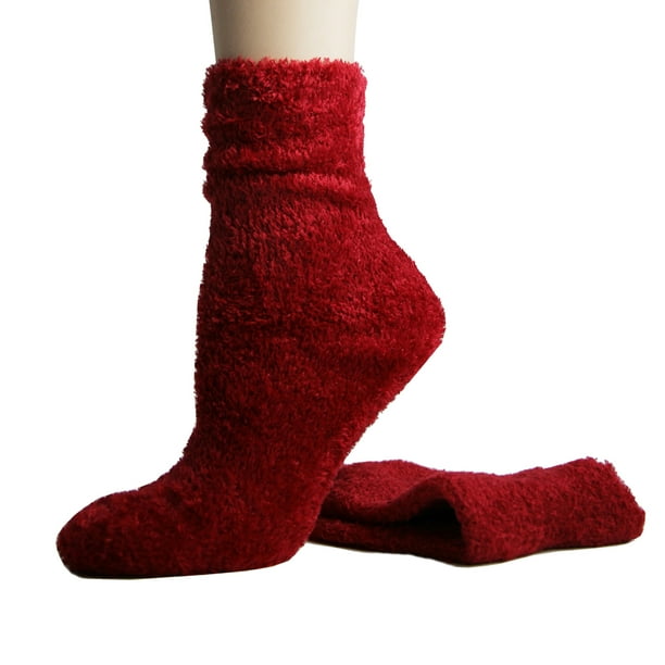 Foot Traffic Red Microfiber Fuzzy Socks
