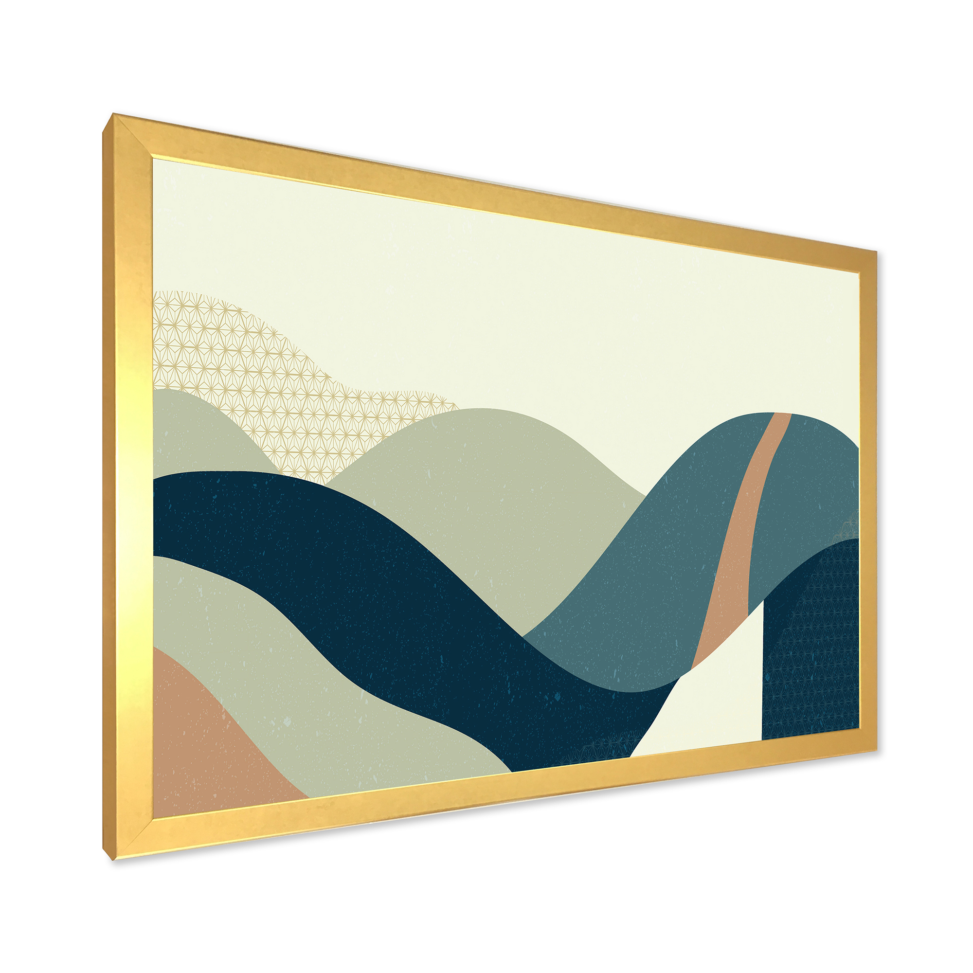 Designart 'Landscape With Hills Abstract Geometric Art' Modern Framed Art Print