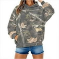 thumbnail image 5 of Womens Camo Hoodies Oversized Maple Leaf Fleece Pullover Sweatshirts Long Sleeve Unisex Mens Shirts Tops, 3XL Camouflage, 5 of 7