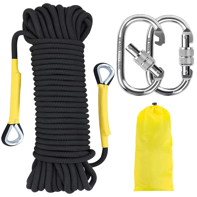 Cuerda de Escalada NTR Naranja/Negro/Azul 8mm 10m-50m con Ganchos de Acero
