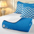 thumbnail image 4 of Manfei Contemporary Grid Quilt King,Checkered Art King Coverlet Set,Blue,3 Pieces,1 Bedspread and 2 Pillowcases, 4 of 7