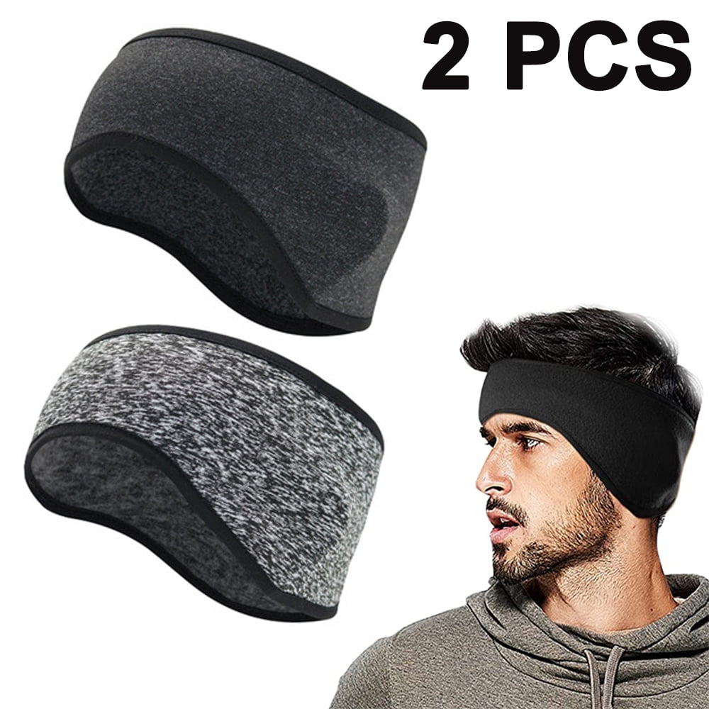 Winter Sports Headband for Women and Men-Fleece Stretchy Ear Warmer Cover for Running,Hiking,Skiing,Cycling,Jogging 2 Pack 
