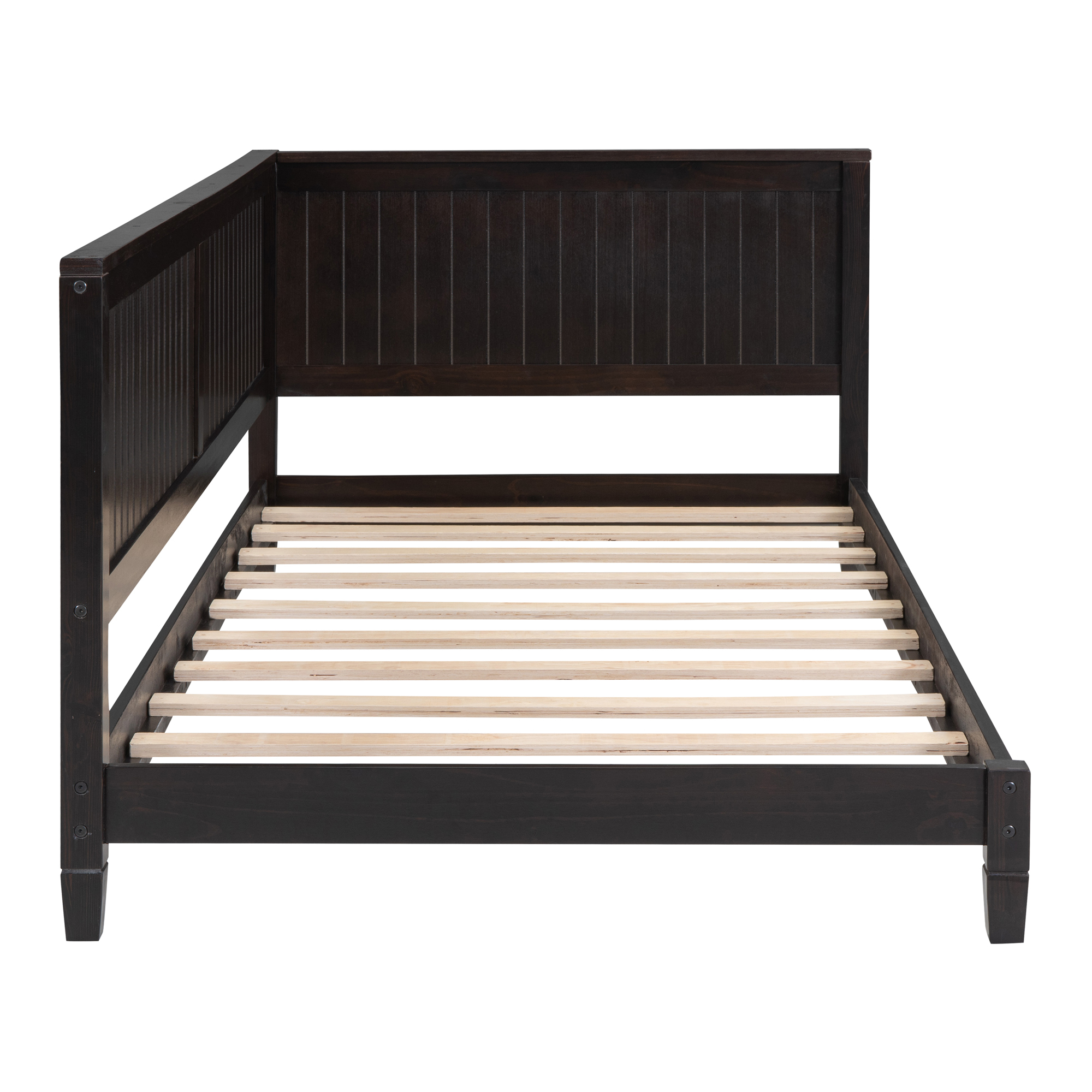 Leumius Modern Plywood+Solid Wood+MDF Breathable Twin size Wood Daybed with Headboard Espresso