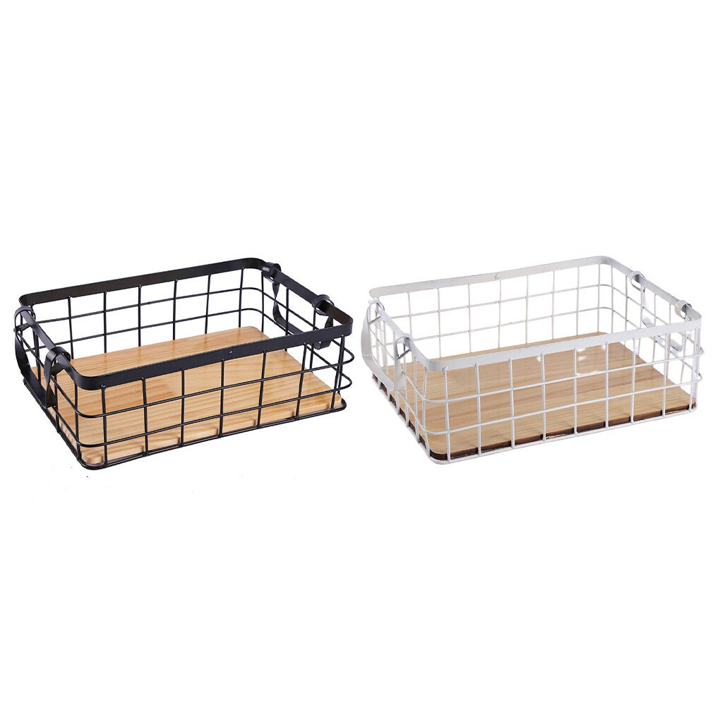 Panier de Rangement en Fil Métallique, Paniers de Rangement de Bureau Tout Usage avec Poignées, Étagère, Organisateur de Cuisine, Cadre d'Angle Noir S/32*22*11cm