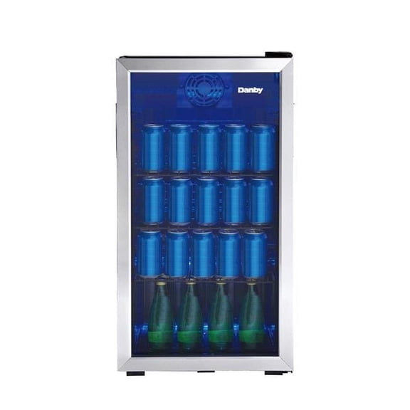 Danby  117 Can Beverage Center Black with Stainless Trim Glass Door