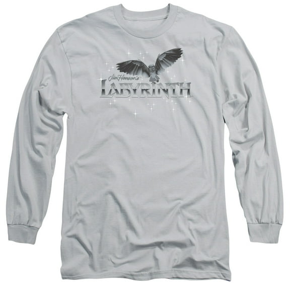 Labyrinth Owl Logo Long Sleeve Adult 18/1 T-Shirt Silver