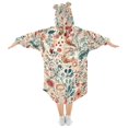 thumbnail image 2 of FORMRS Wearable Blanket Hoodie with Sleeves for Kids Cozy Flannel Sweatshirt, Watercolor Leaves, 2 of 7