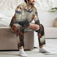 thumbnail image 7 of Salouo Romantic Flower Fox Couple Print Button-Front Long Sleeve Pajama Set for Men, Soft 2Pjs Men's Long Sleeve Sleepwear-Medium, 7 of 7