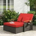 thumbnail image 4 of Costway Patio Rattan Daybed Set with Cushioned Loveseat & Storage Ottoman for Porch Red + Mix Brown, 4 of 10