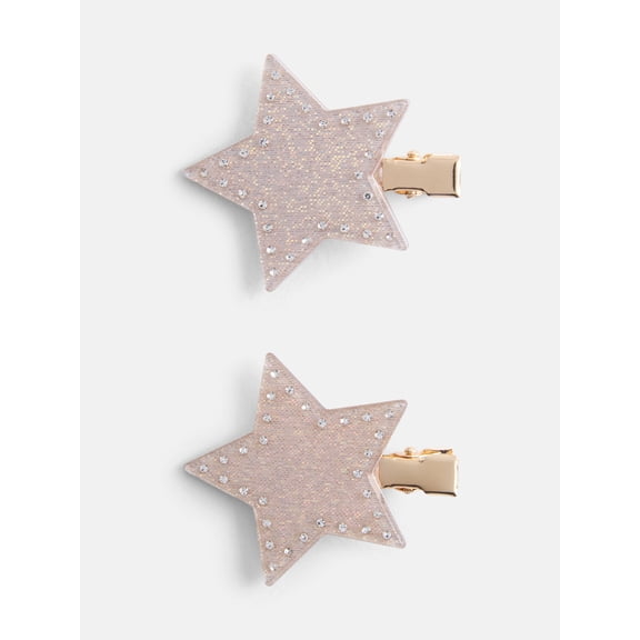 No Boundaries Shimmering Star Creaseless Hair Clip Set, 2-Pieec, Women’s