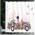 thumbnail image 4 of Ambesonne Girls Shower Curtain, Floral Car Butterflies, 69"Wx75"L, Multicolor, 4 of 5