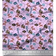 thumbnail image 1 of Soimoi Satin Silk Fabric Floral,Fish & Deer Cartoon Print Sewing Fabric Yard 42 Inch Wide, 1 of 1