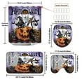 thumbnail image 3 of Zhourta Halloween Pumpkin Bath Mat Curtain 4 Piece Set U-Shape Toilet Mat Shower Liner with Hooks for Bathroom Decoration, 3 of 9