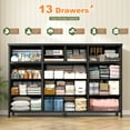 thumbnail image 2 of Romorgniz Dresser TV Stand for 55" TV with 13 Storage Drawers for Living Room Fabric Dresser for Closet, Wood Top, Sturdy Metal Frame, Gray, 2 of 7