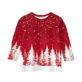thumbnail image 4 of Grblisyd Christmas Tops for Kids 3/4 Sleeve Shiny Xmas Tree Print Girl Cute Graphic Shirts Blouse T Shirts Trendy 10-12 Years Girls Clothes Vermilion 110, 4 of 5