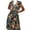 Black, variant on Women's Ruffled Printed Surplice Cap Sleeve Dress with Ruched Sheer Overlay and 100% Polyester fabric for events