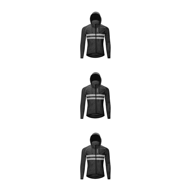 Chaqueta de ciclismo Eigraketly rompevientos con capucha reflectante a prueba de viento hombre Negro 4XL/EUR 3XL