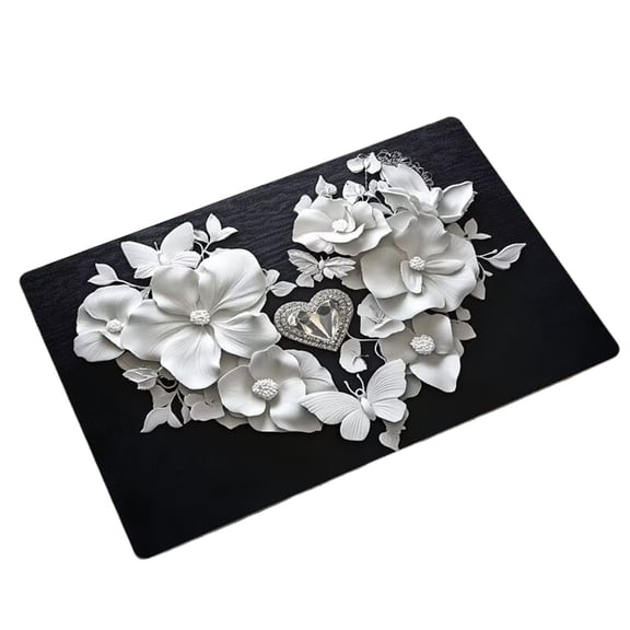 Fasiaou Butterfly Rug Mat Blue Butterfly Shaped Flocking Bathroom Mat Non Slip Cute Bath Rug for Room Decoration Kitchen Living Room,J