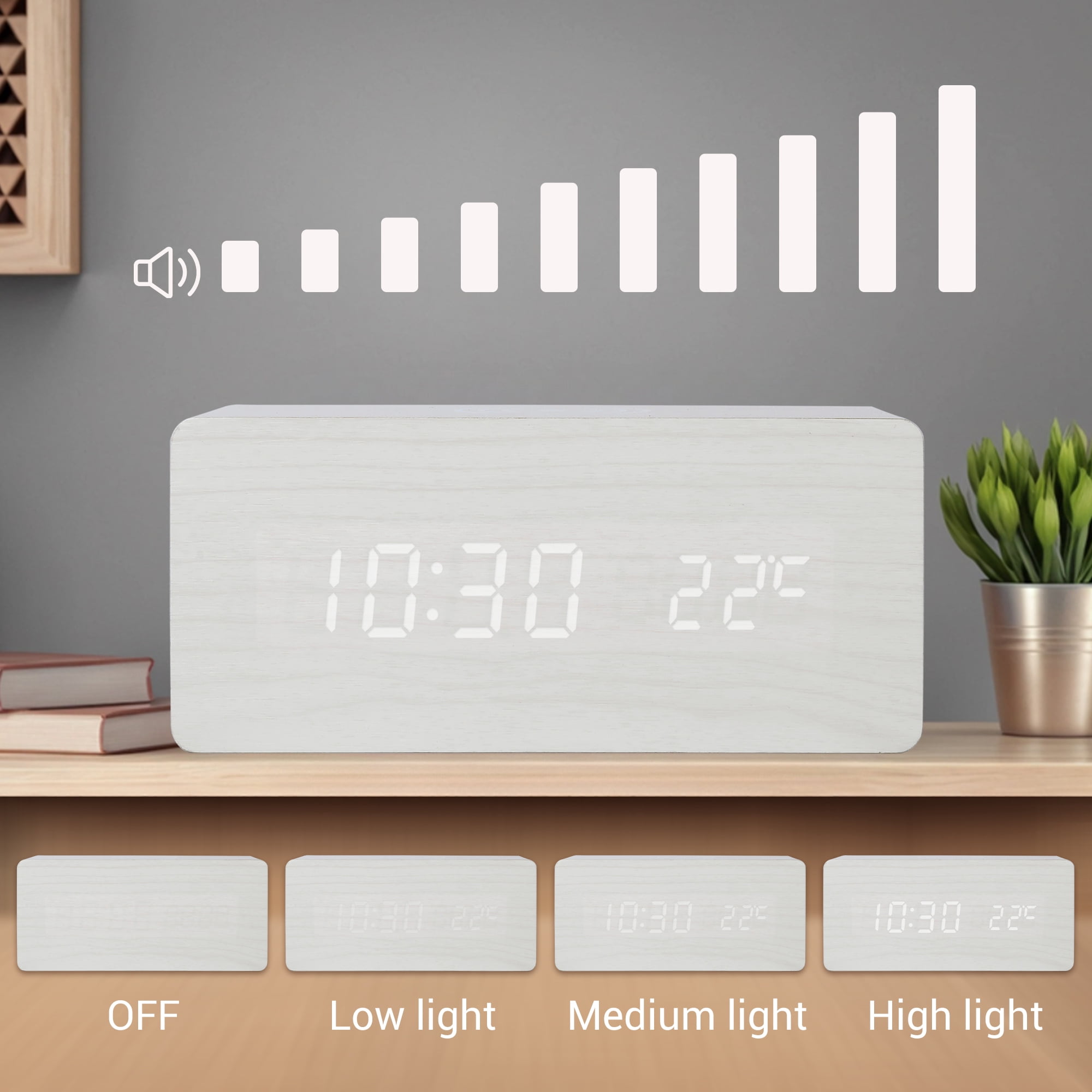Unique Bargains Voice Activation Alarm Clock Black 6.7"L x 3.1"W x 2.8"H