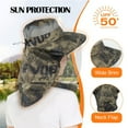 thumbnail image 4 of HOMEYA Mosquito Head Net Hat with Neck Flap Wide Brim Sun Hat Outdoor Hiking Gardening Fishing, Green Camouflage, 4 of 8