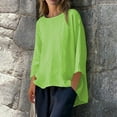 thumbnail image 2 of Olyvenn Womens Oversized 3/4 Sleeve Tshirt, Plus Size Tops Loose Fit Basic Crew Neck Tee Trendy Summer Business Casual Tops Green XXXL, 2 of 9