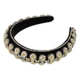 thumbnail image 1 of Diadema con diamantes de imitación ostentosos Diadema con borde ancho de franela en tono dorado con diamantes de imitación de doble capa para mujer 5.71 "x1.30", 1 of 7