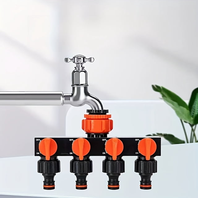 High Efficiency Water Faucet Splitter 1 To 4 Way Divider ABS Construction For Kitchen Bathroom Durable Control Adapter Faucet Accessory For DIY Plumbing