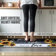 thumbnail image 6 of Sunflower Kitchen Rugs,Non Skid Washable Microfiber mats for Kitchen Floor, Black White Kitchen Cushioned Runner Rug Decor Sets of 2,Size 17"x 47"+17"x 30", 6 of 6
