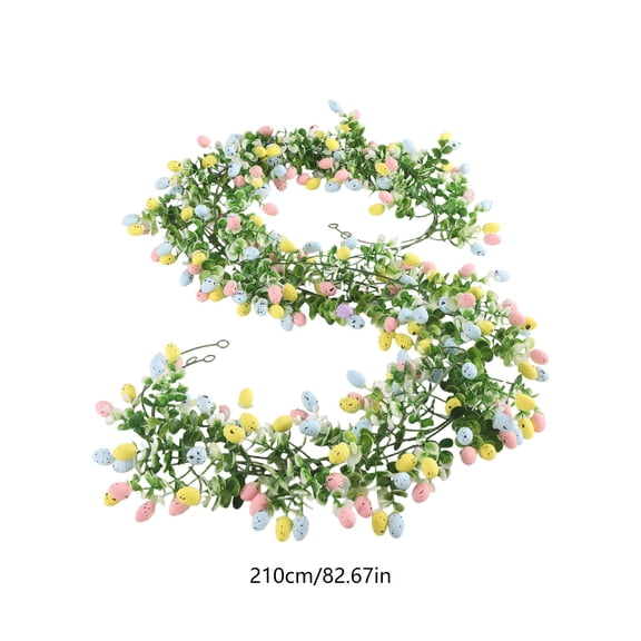 82.7 Inch Easter Egg Eucalyptus Garland, Artificial Rattan Greenery Vine, Wall Hanging Home Decor, Spring Ornament for Home Wall Mantel Party Setting