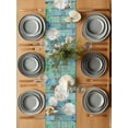 thumbnail image 6 of Summer Marine Life Table Runner, Watercolor White Shell Ocean Wood Grain Cotton Linen Kitchen Table Decoration Washable Dining Tabletop Runners for Home Party Decor 13x108 Inches, 6 of 9