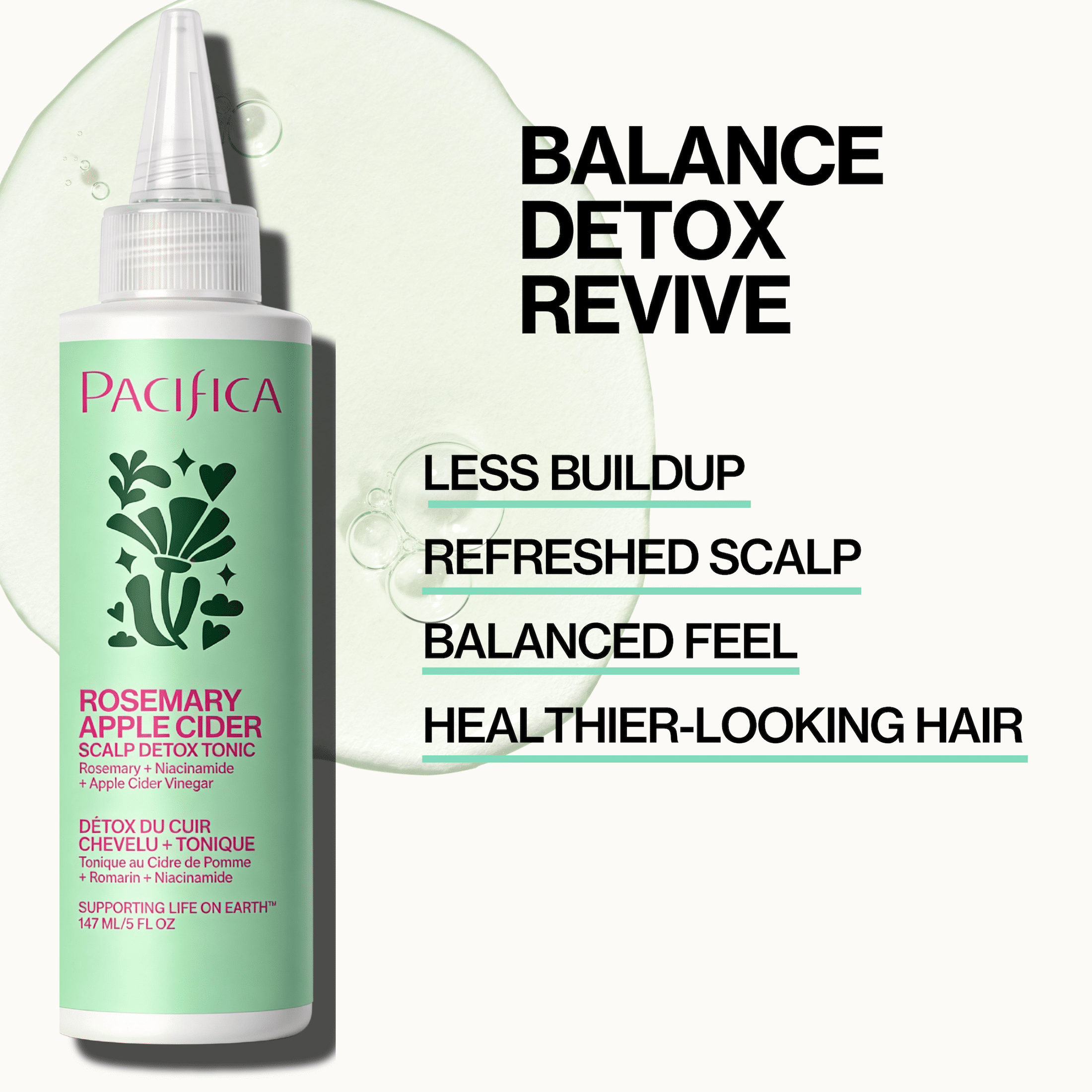 Pacifica Scalp Detox Tonic – Scalp Exfoliator with Glycolic & Salicylic Acid for Clarifying Build Up & Purifying – Infused with Rosemary to Support an Itchy, Dry Scalp – Vegan & Cruelty-Free, 5 fl oz