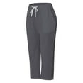 thumbnail image 5 of Taqqpue Women Linen Pants Wide Leg Pants High Waist Drawstring Casual Loose Beach Pant Cropped Trousers with Pocket, 5 of 5