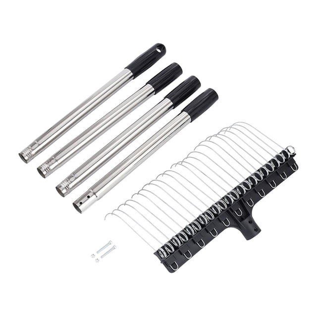 Zorion Long Handle Garden Rake Heavy Duty Courtyard Thatch Rake Lawn Leaf Rake for Farm 4 Sections 1.6M