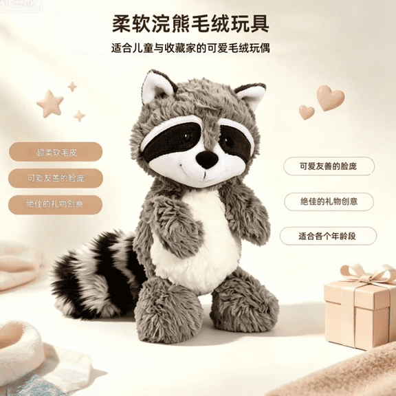 Adorable Raccoon Stuffed Animal - Companions Ready for Playful Adventures - for Kids All Ages, Toddlers, Adults, and Families