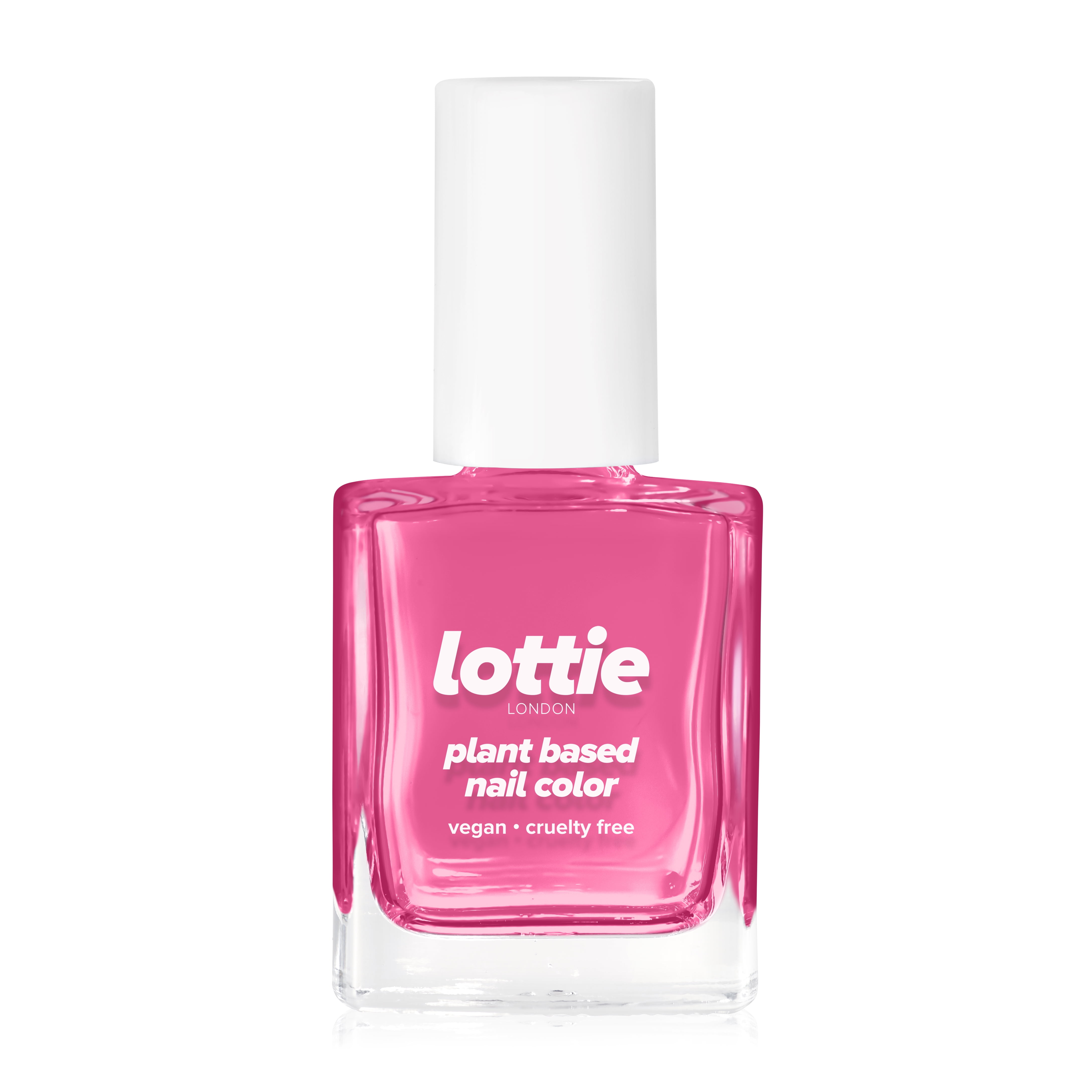 Lottie London Plant Based Nail color, All Free, fuchsia, What's the T, 0.33 fl oz