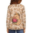 thumbnail image 4 of Garronmavis Capybara Girls Long Sleeve T-Shirts 3-4 Comfortable Watermelon Soft Basic Crewneck Tees for Kids Soft Long Sleeve Crew Neck T-Shirts Warm Casual Clothes for Girls, 4 of 7