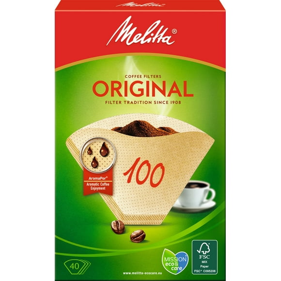 Melitta Filtres à Café 100/40 Brun Naturel (Lot de 40 Filtres)