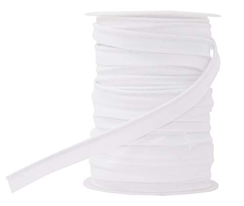 0.5 Inches Wide Single Fold Bias Tape White Trimming Welting Cord Cotton Polyester Mixed for Sewing Upholstery Laceking Premium Quality 16yards Crafts Maxi Piping Trim 