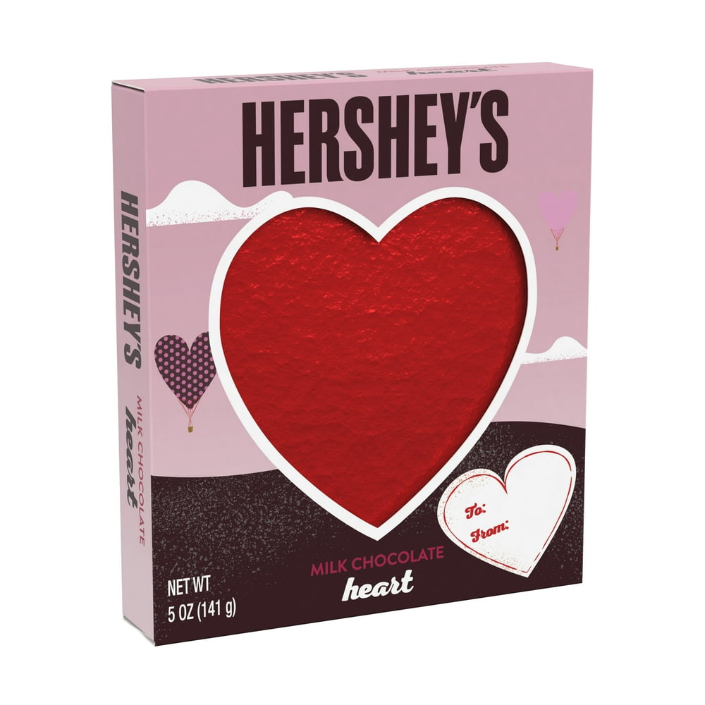 HERSHEY'S, Solid Milk Chocolate Valentine's Day Heart Candy, 5 ounce
