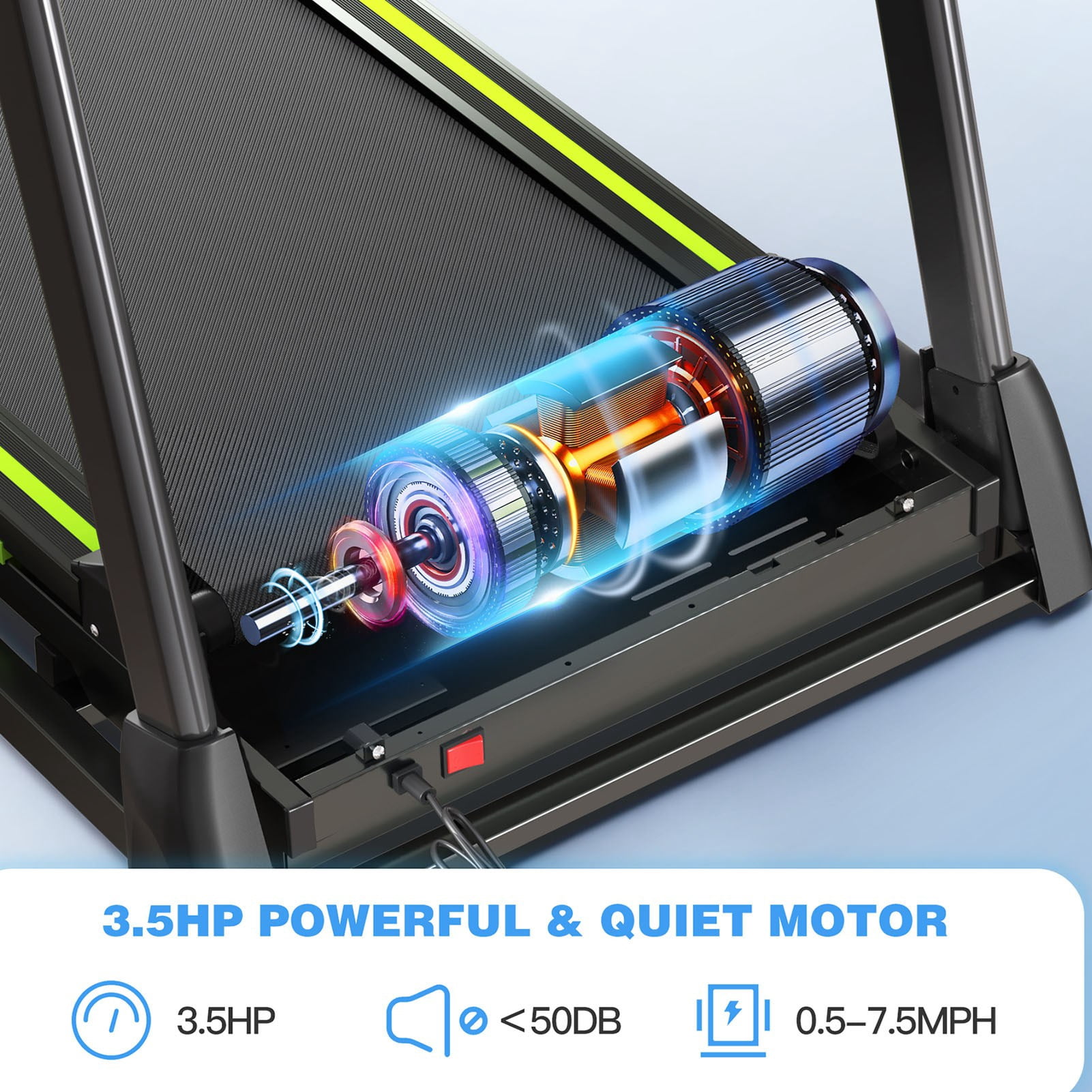 Folding Treadmill for Home, 3.5HP Quiet Brushless Treadmills with Handle 330 lbs Capacity, 4% Incline, LED Display & APP Control, Compact Foldable Walking Pad for Home Apartment Office