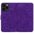 thumbnail image 5 of SaniMore Embossing Flip Wallet Case for iPhone 13 Pro, [RFID Blocking] PU Leather Cover with Card Holder & Kickstand Wrist Strap Magnetic Clasp All-Inclusive Protective Shell, Purple, 5 of 8