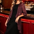 thumbnail image 5 of LEKWK Sequin Cardigan Jacket Women Open Front Sparkly 3/4 Sleeve Coat Elegant Evening Party Wedding Guest Dressy Fall Outerwear Red XL, 5 of 8