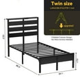 thumbnail image 2 of Behost Metal Platform Bed Frame with Storage Headboard, LED Lights and Charging Station, Twin Size, Black, 2 of 6