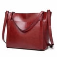 thumbnail image 2 of Bolso de cuero suave con cera de aceite para mujer, bandolera informal, color negro y verde, a la moda, novedad, 2 of 5