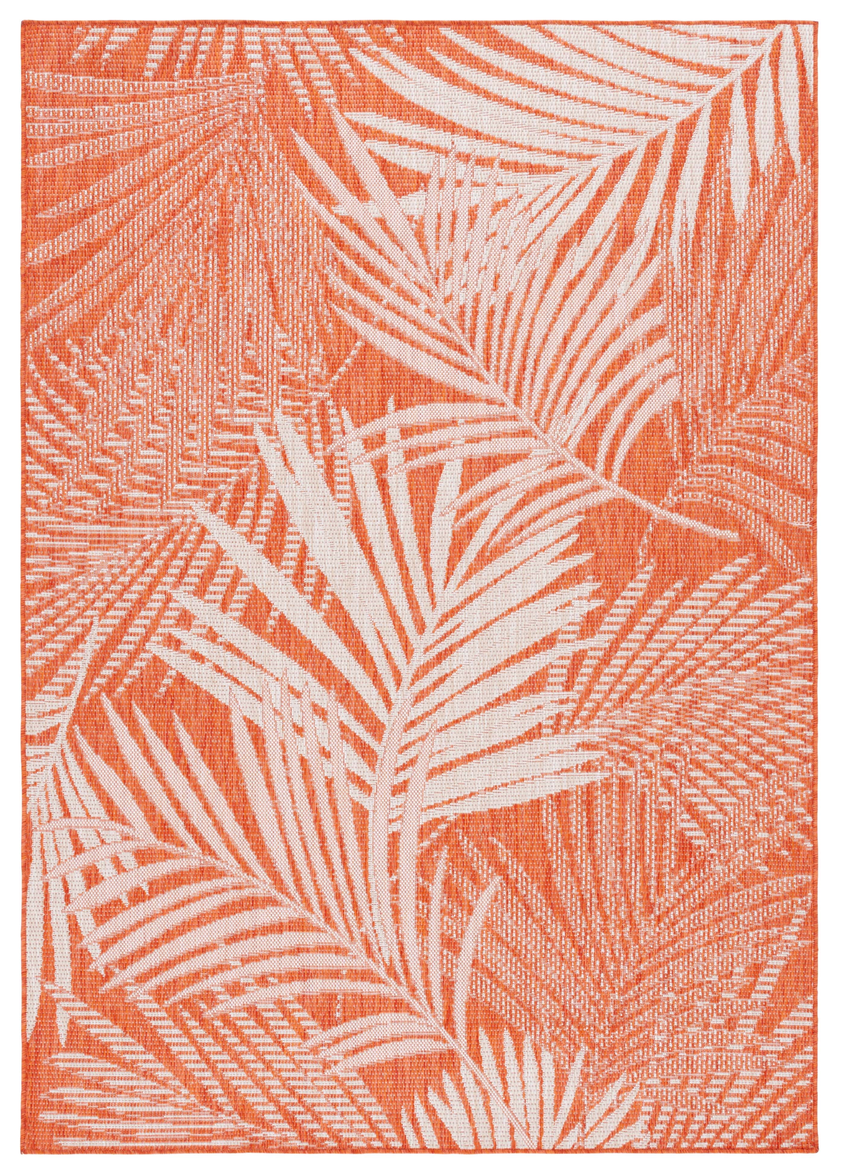 SAFAVIEH Beach House Declan Botanical Indoor/Outdoor Area Rug, Orange/Ivory, 9' x 12'