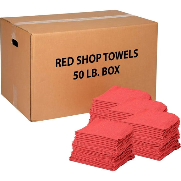 Global Industrial 100 Cotton Red Shop Towels 50 Lb. Box